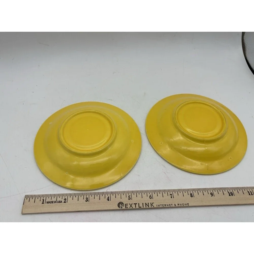 Pair Vintage Fiesta Fiestaware Sunflower Yellow Fruit Dessert Bowls USA